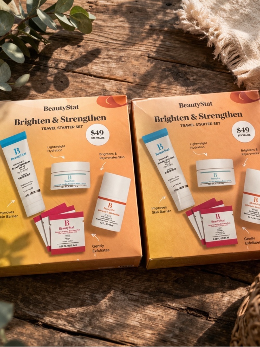 BeautyStat Skincare Brighten & Strenghten Travel Set Bundle - Get BOTH - BNIB